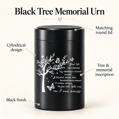 Black Stainless Steel Memorial Keepsake Urn