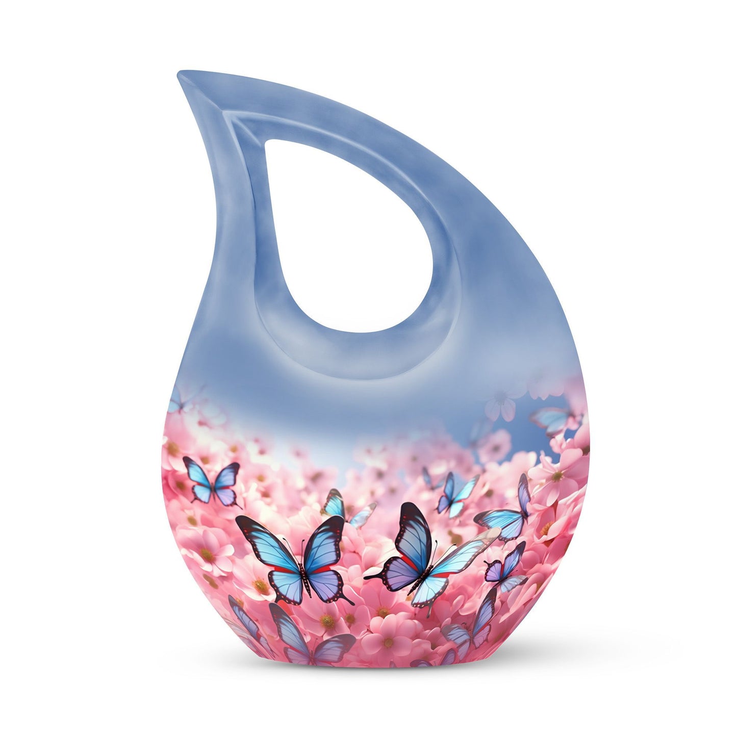 10-inch Butterfly Urn with Cross Drop design and Customization option, ideal as memorial and Cremation Urn