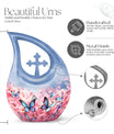 10-inch Butterfly Urn with Cross Drop design and Customization option, ideal as memorial and Cremation Urn