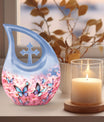 10-inch Butterfly Urn with Cross Drop design and Customization option, ideal as memorial and Cremation Urn