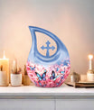 10-inch Butterfly Urn with Cross Drop design and Customization option, ideal as memorial and Cremation Urn