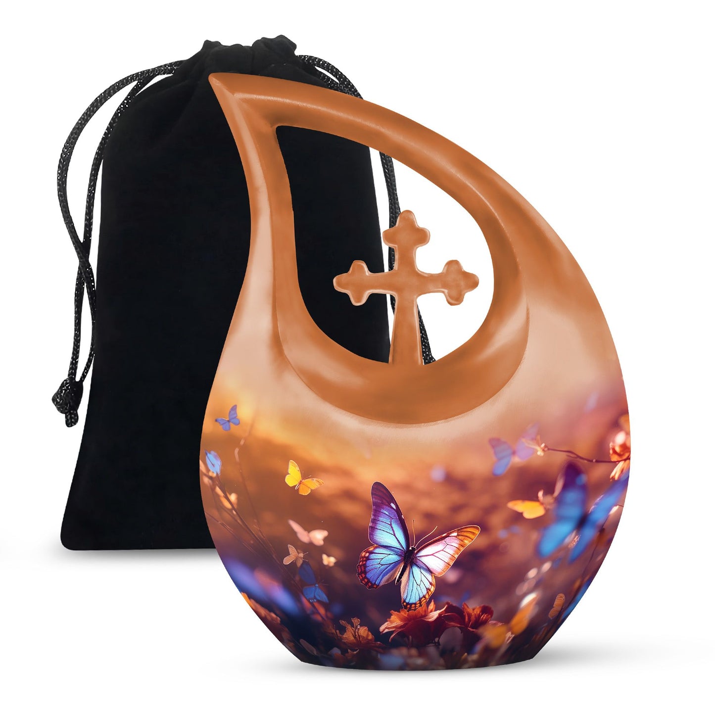 10-inch Butterfly Urn, Cross Drop design,