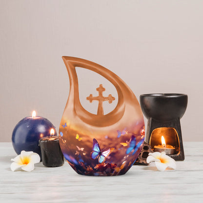 10-inch Butterfly Urn, Cross Drop design,