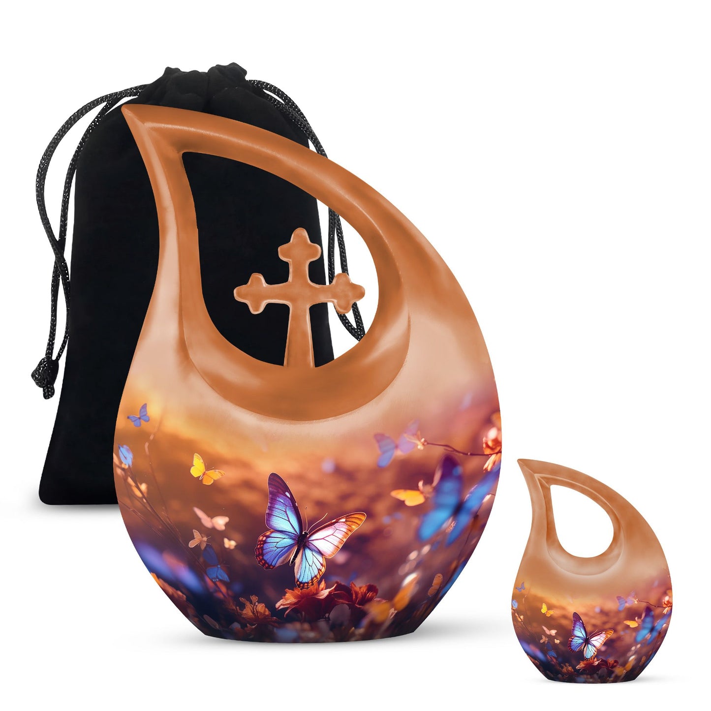 10-inch Butterfly Urn, Cross Drop design,