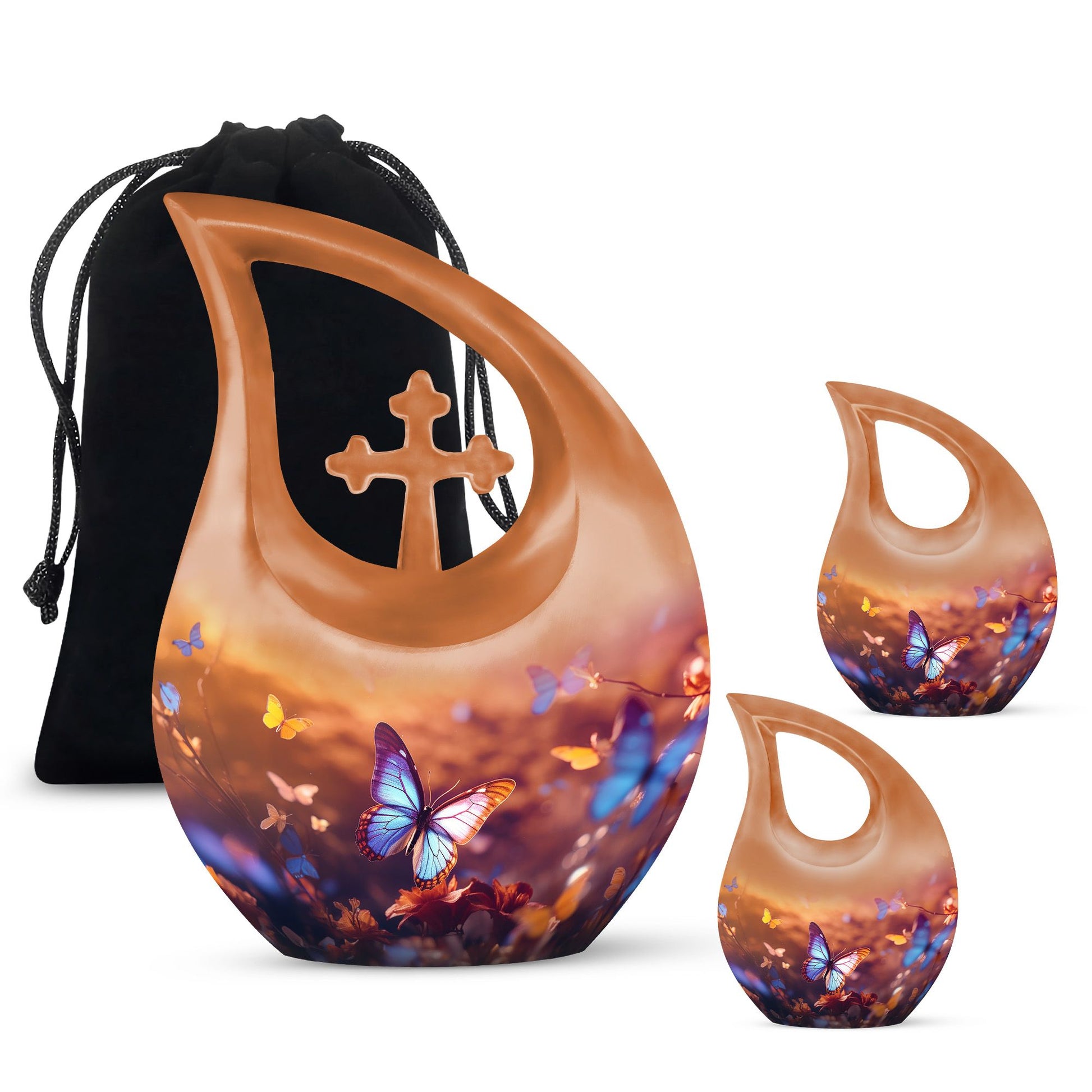 10-inch Butterfly Urn, Cross Drop design,