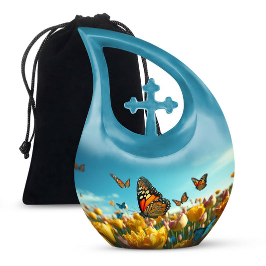 10-inch Butterfly Themed Aluminium Cremation Box 