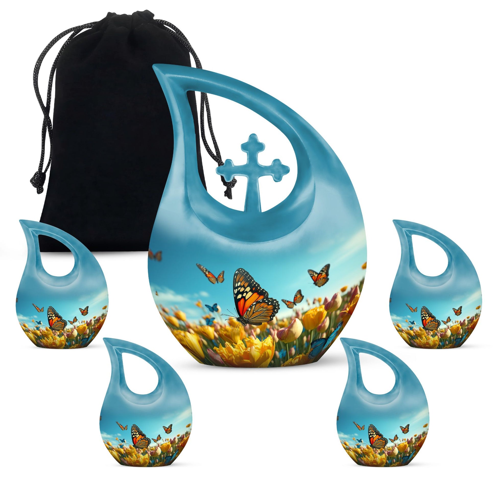 10-inch Butterfly Themed Aluminium Cremation Box 