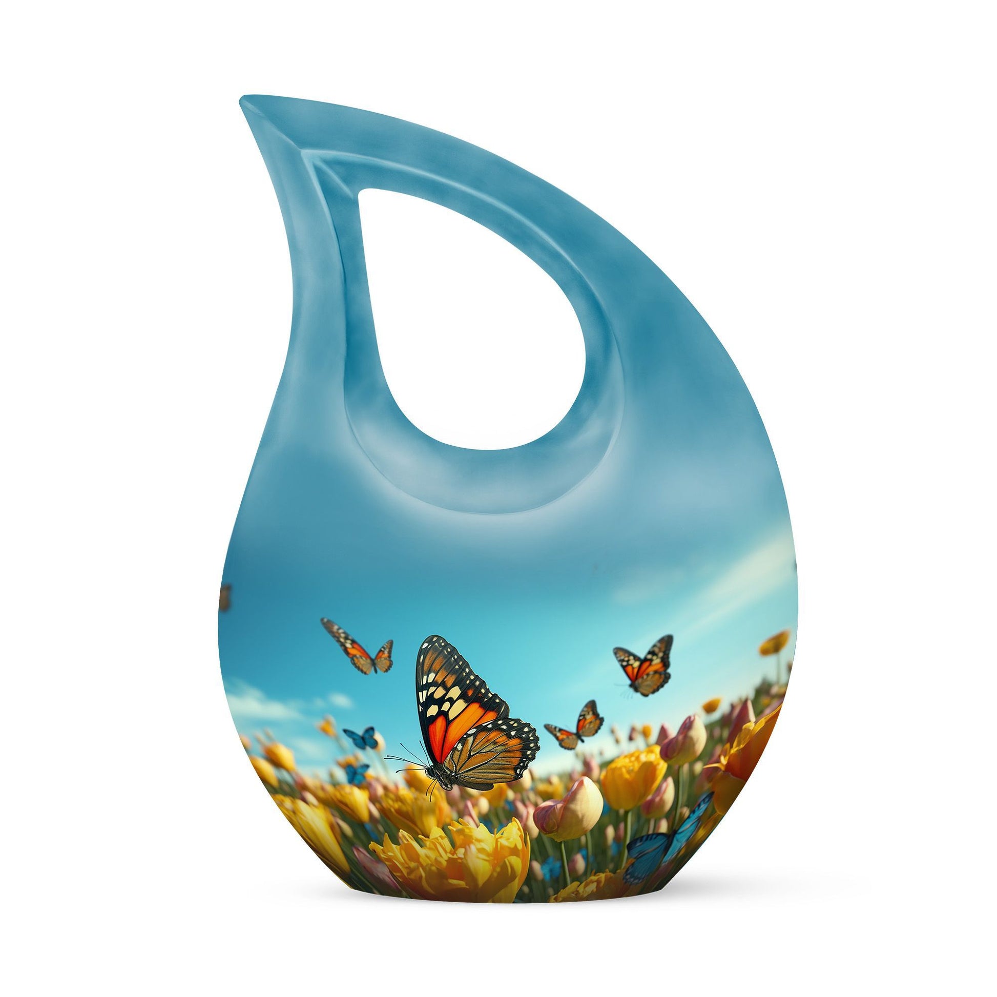 10-inch Butterfly Themed Aluminium Cremation Box 