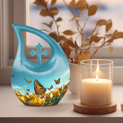 10-inch Butterfly Themed Aluminium Cremation Box 