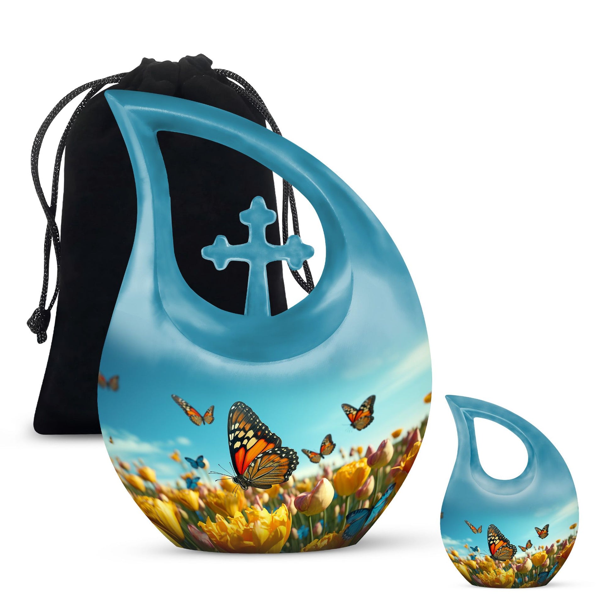 10-inch Butterfly Themed Aluminium Cremation Box 