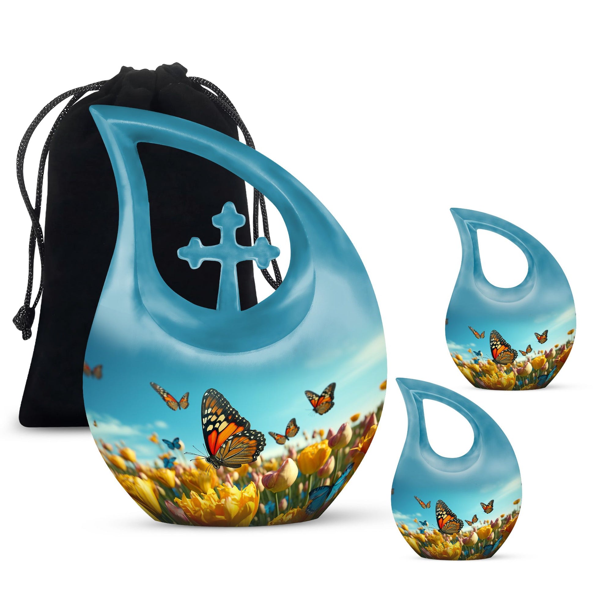 10-inch Butterfly Themed Aluminium Cremation Box 