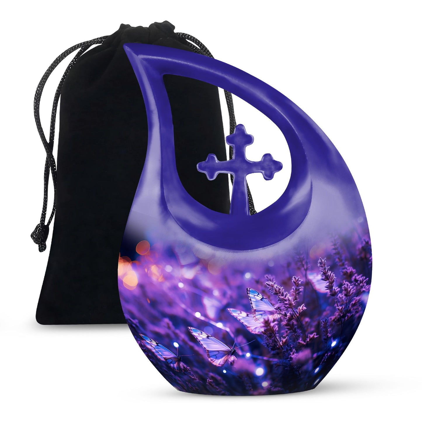 Purple Personalized Butterfly Memorial Urn for Mom - 10-inch, 200 cu in - Yatskia
