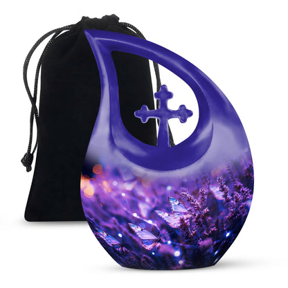 Purple Personalized Butterfly Memorial Urn for Mom - 10-inch, 200 cu in - Yatskia