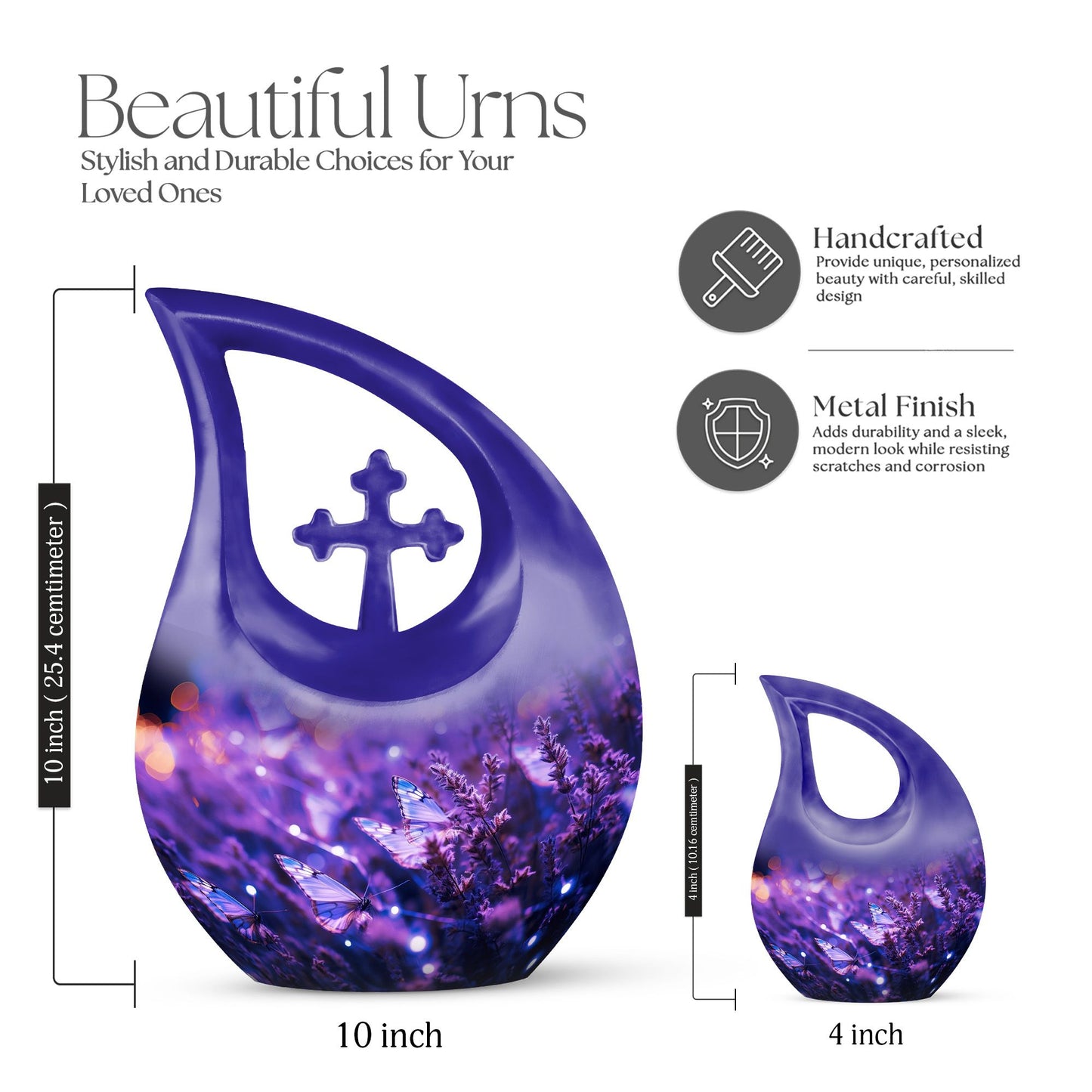 10-inch Butterfly Theme Cross Drop Memorial 