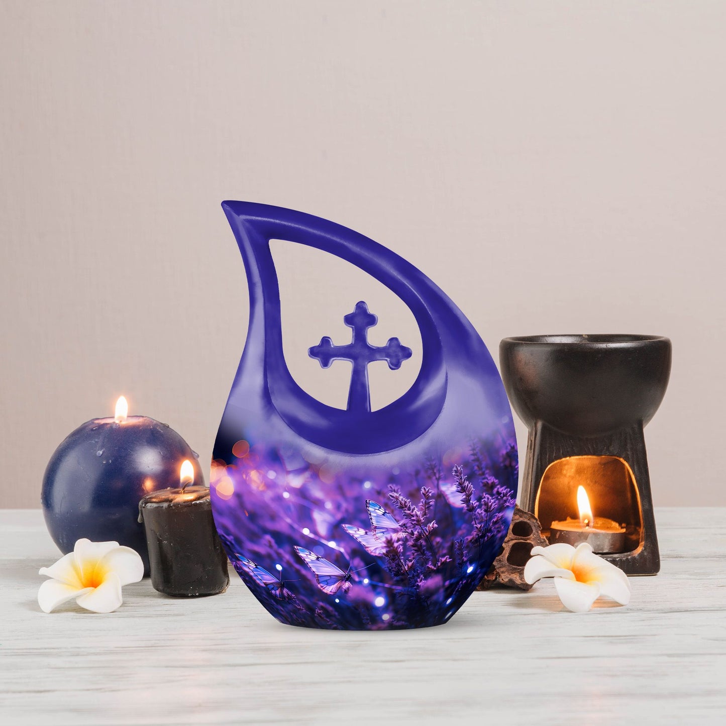 10-inch Butterfly Theme Cross Drop Memorial 