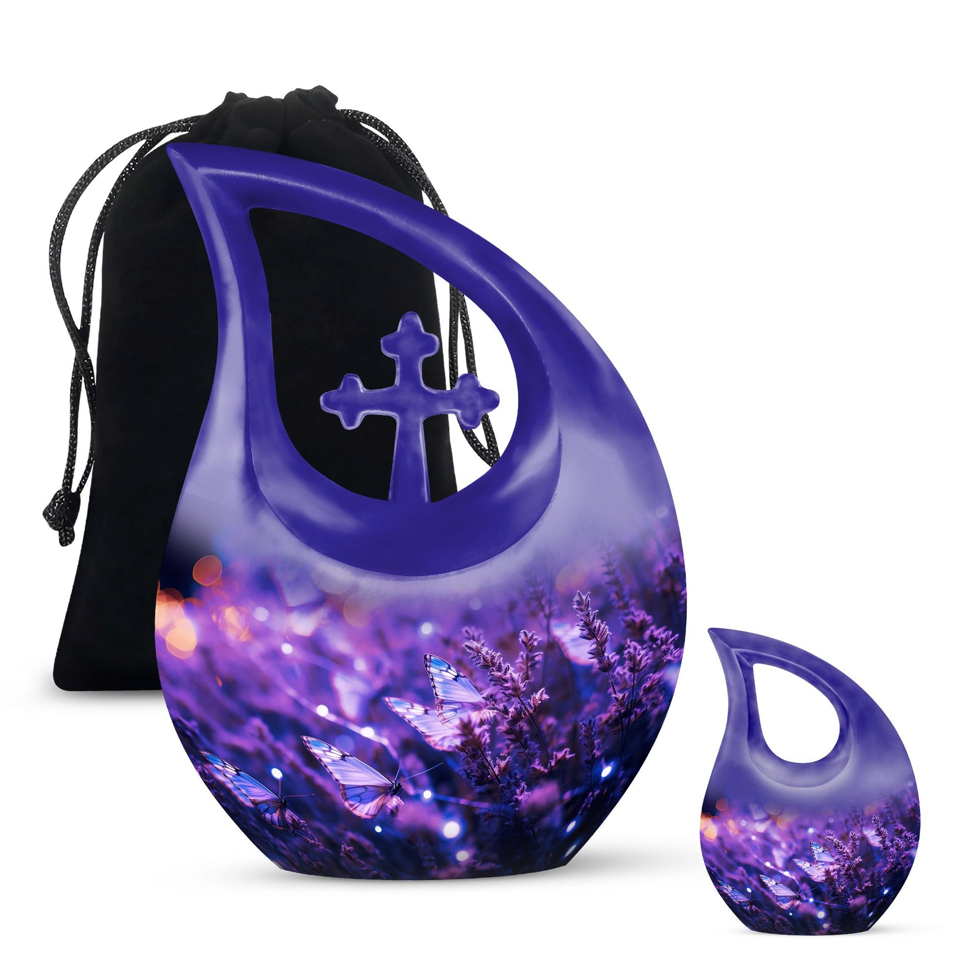 10-inch Butterfly Theme Cross Drop Memorial 