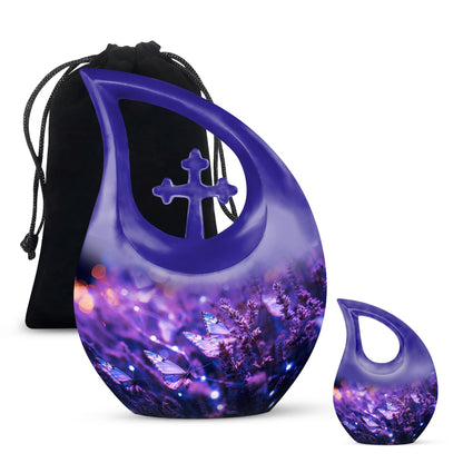 Purple Personalized Butterfly Memorial Urn for Mom - 10-inch, 200 cu in - Yatskia