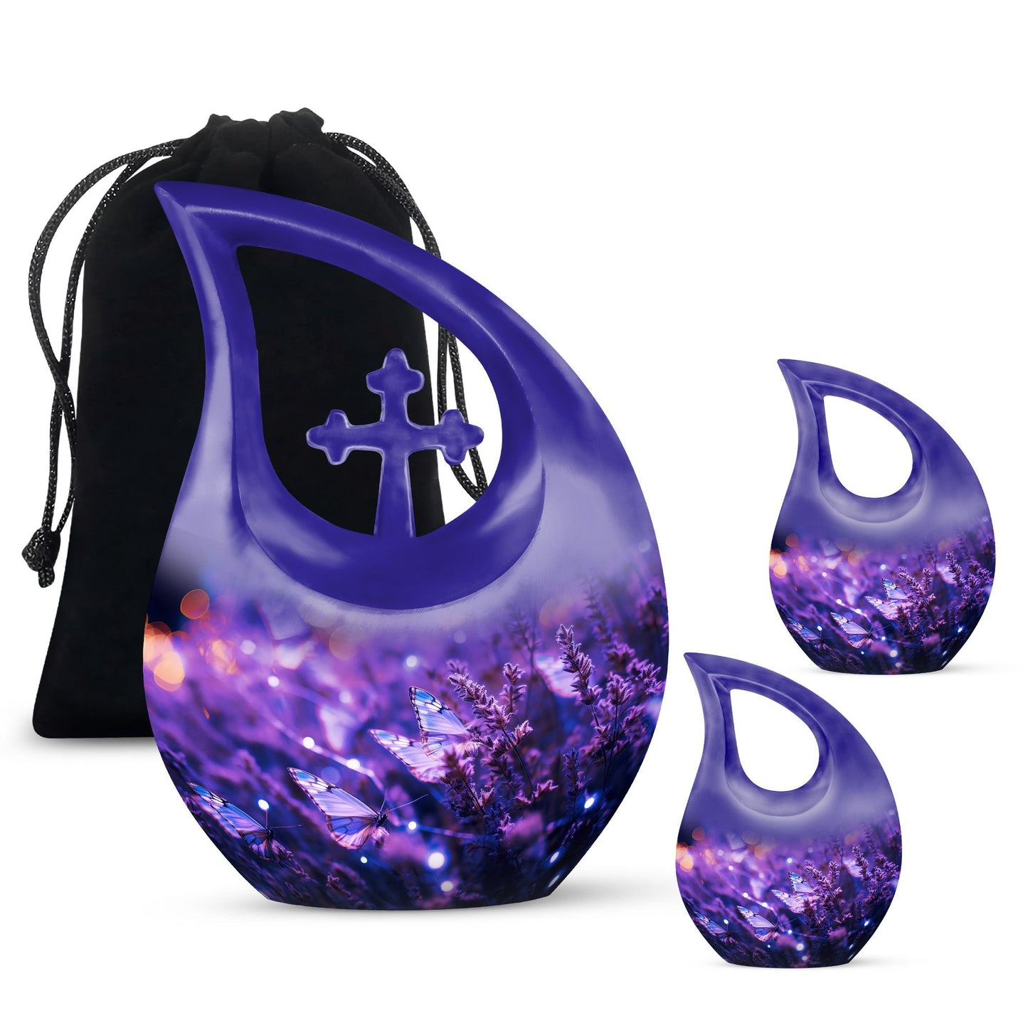 Purple Personalized Butterfly Memorial Urn for Mom - 10-inch, 200 cu in - Yatskia