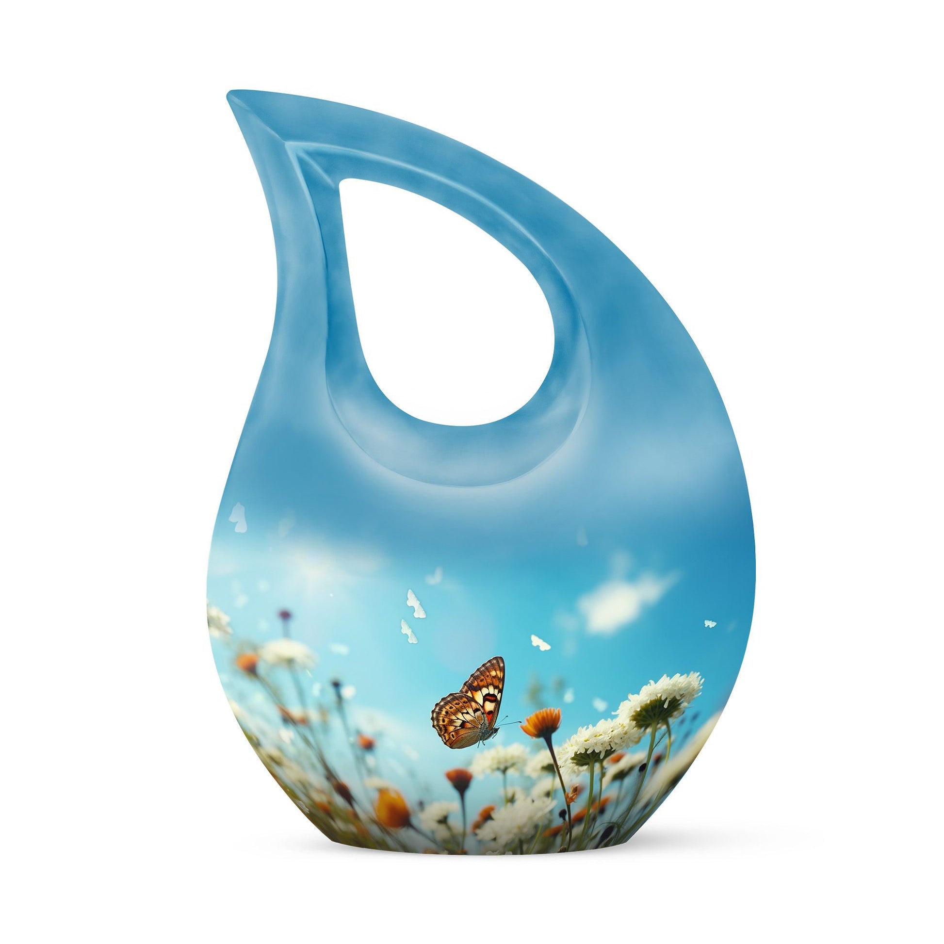 10-inch Butterfly Urn with Cross Drop 