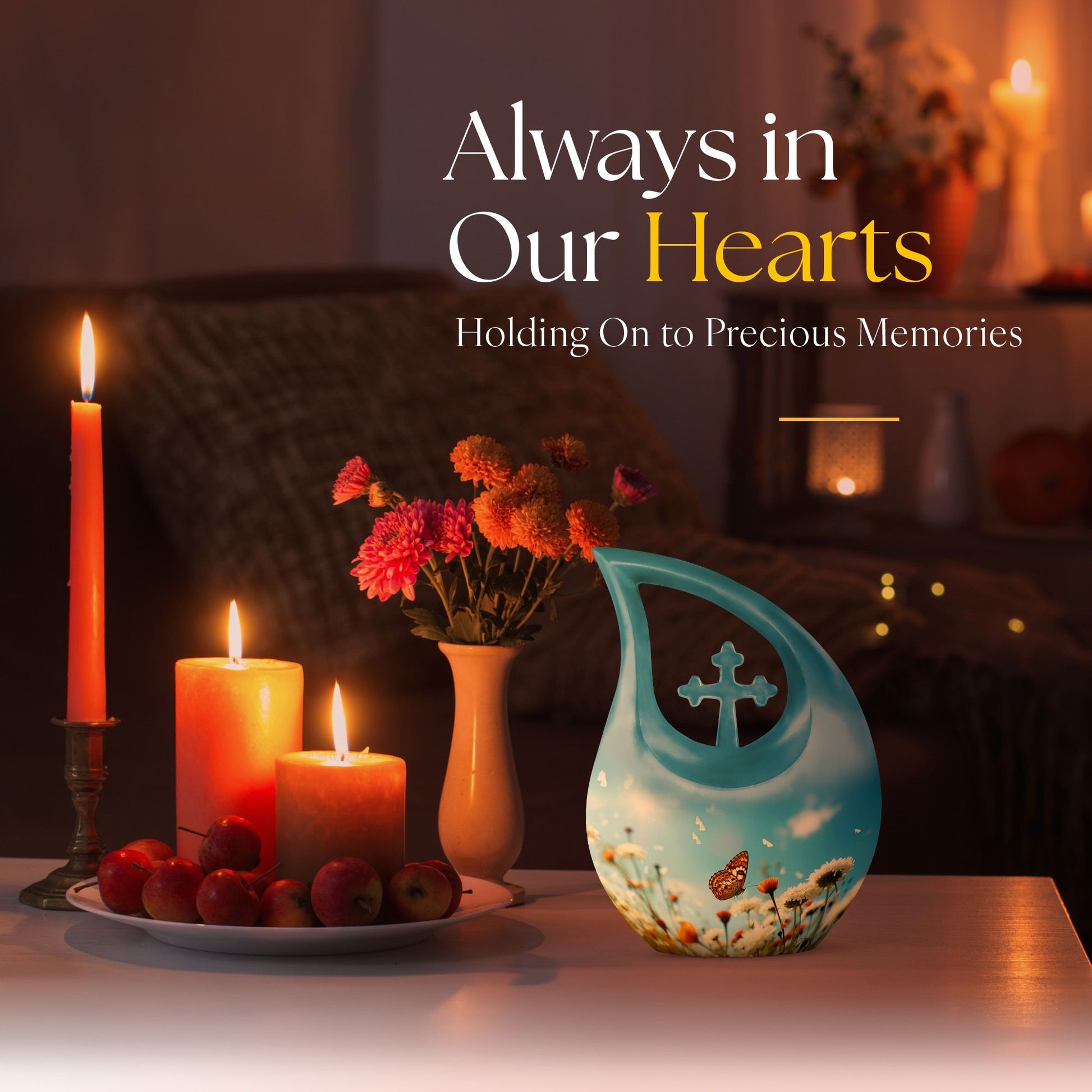 10-inch Butterfly Urn with Cross Drop 