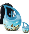10-inch Butterfly Urn with Cross Drop 