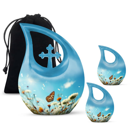 10-inch Butterfly Urn with Cross Drop 