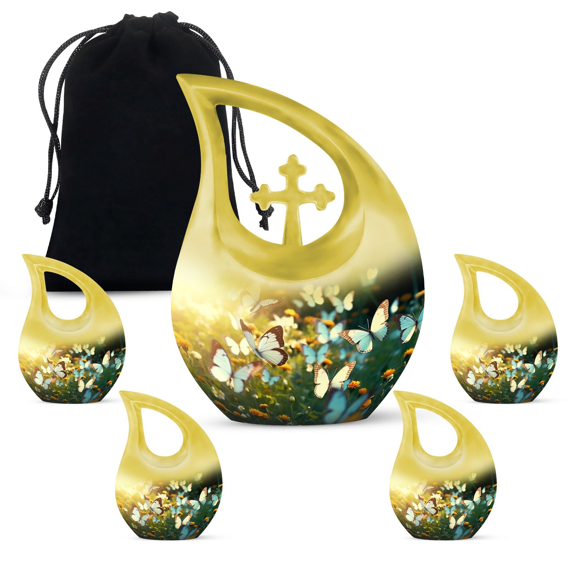 Serenity Blue Butterflies Memorial Urn - Urn For Ashes Adult Male Large