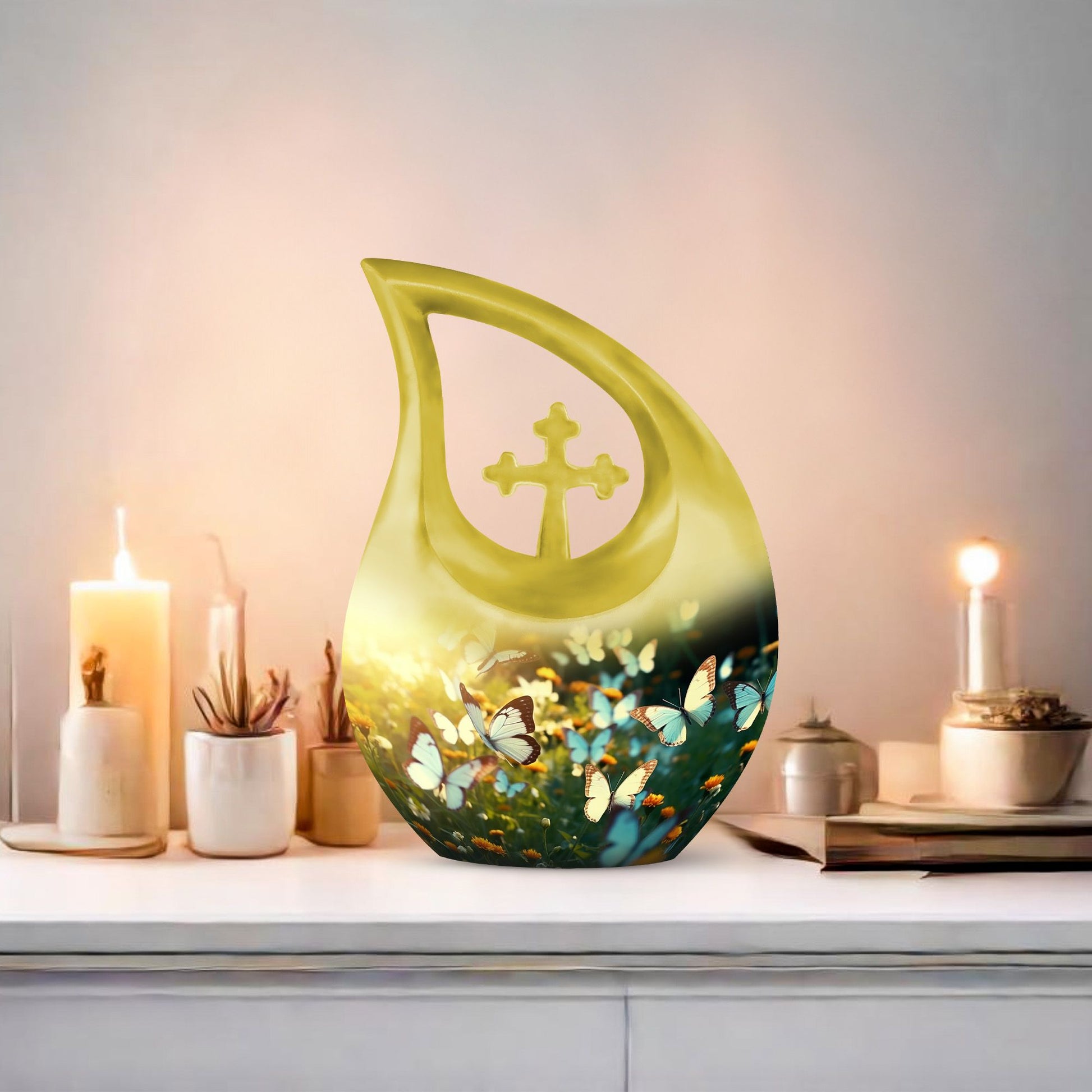 Butterfly themed Cross Drop design, large 