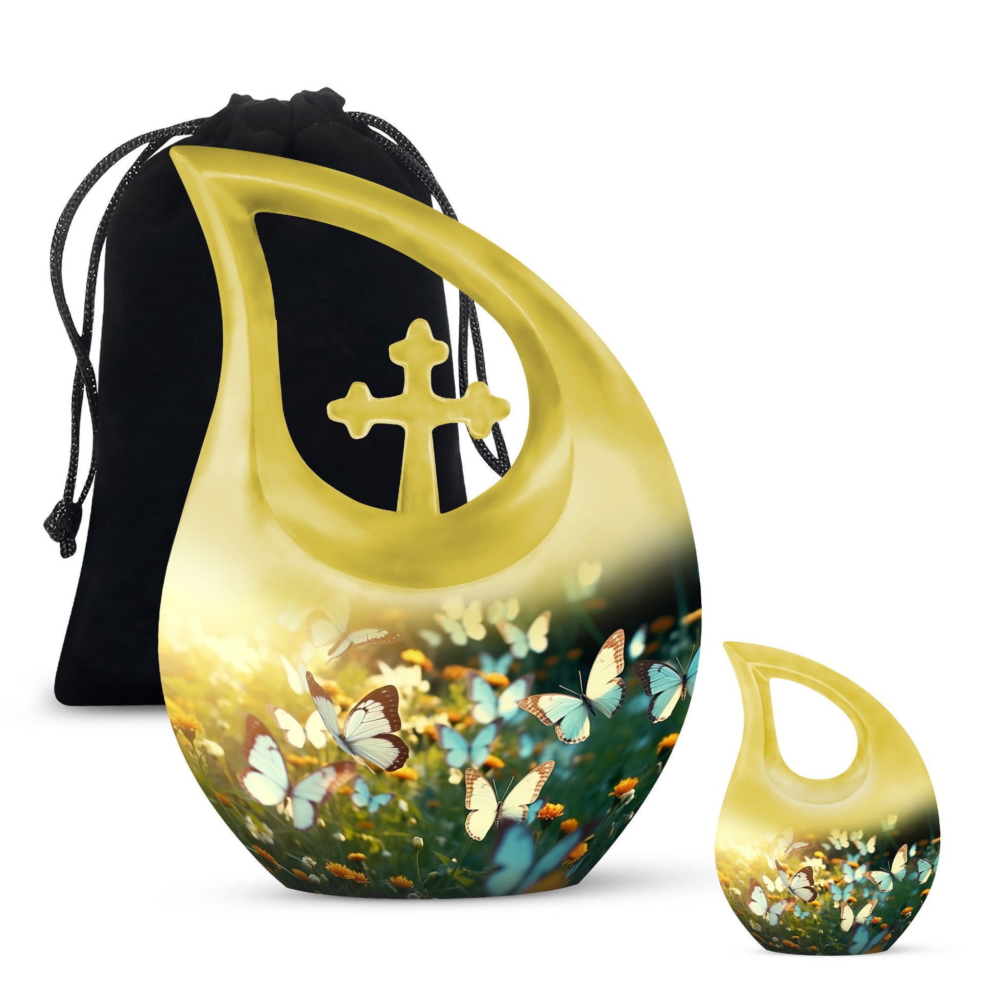 Serenity Blue Butterflies Memorial Urn - Urn For Ashes Adult Male Large