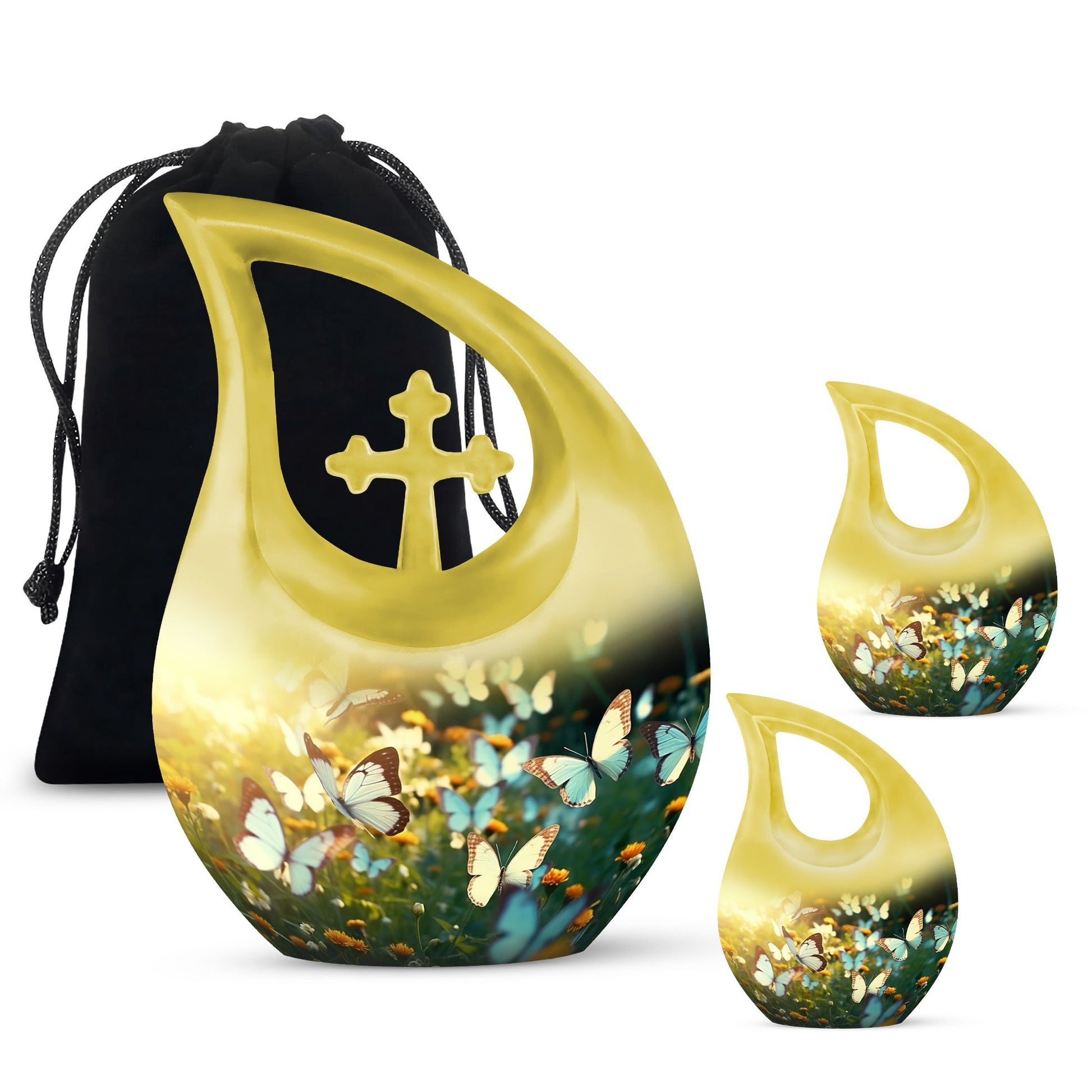 Serenity Blue Butterflies Memorial Urn - Urn For Ashes Adult Male Large