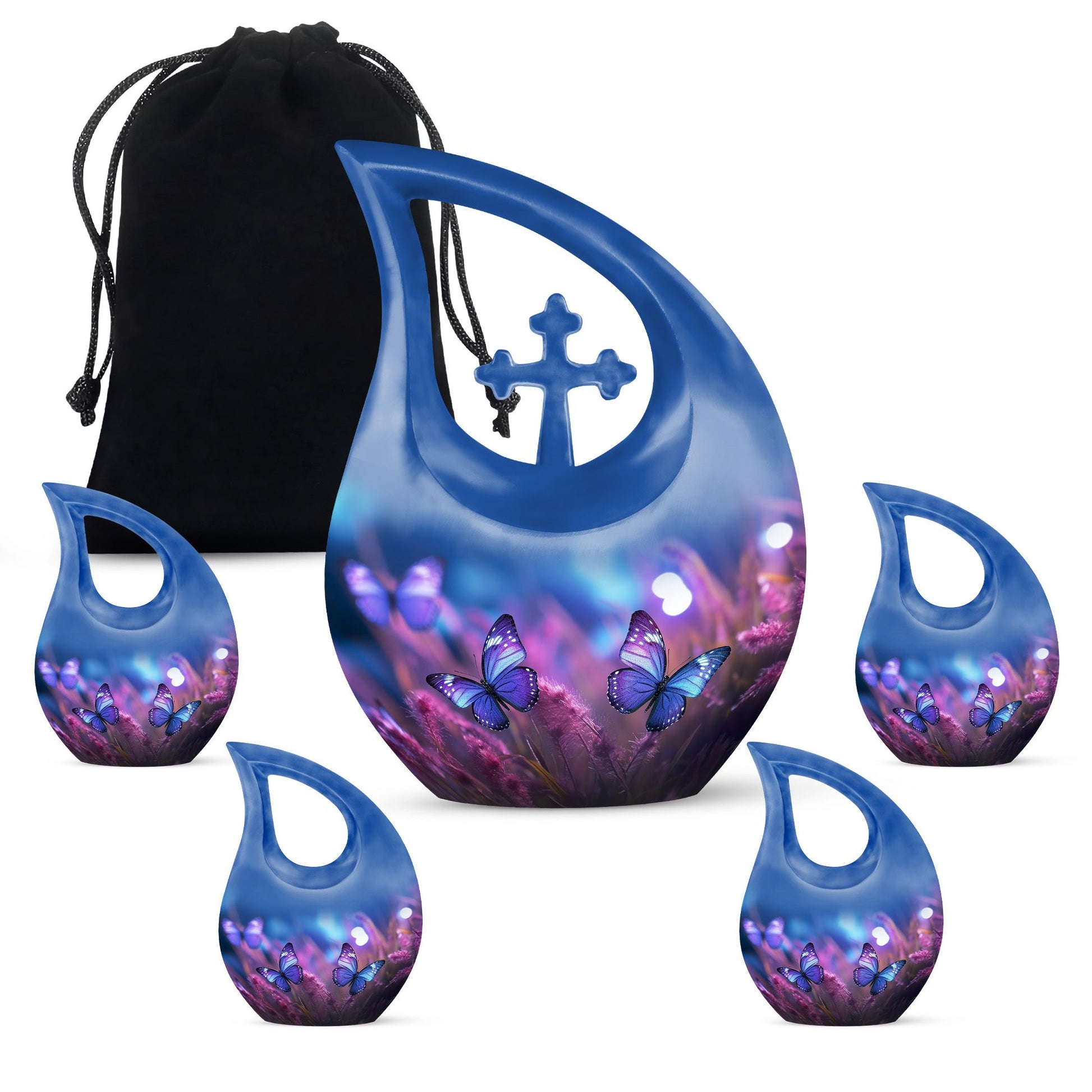 Harmonious Cross-Drop Butterfly Urn: A Serene Resting Place Ashes
