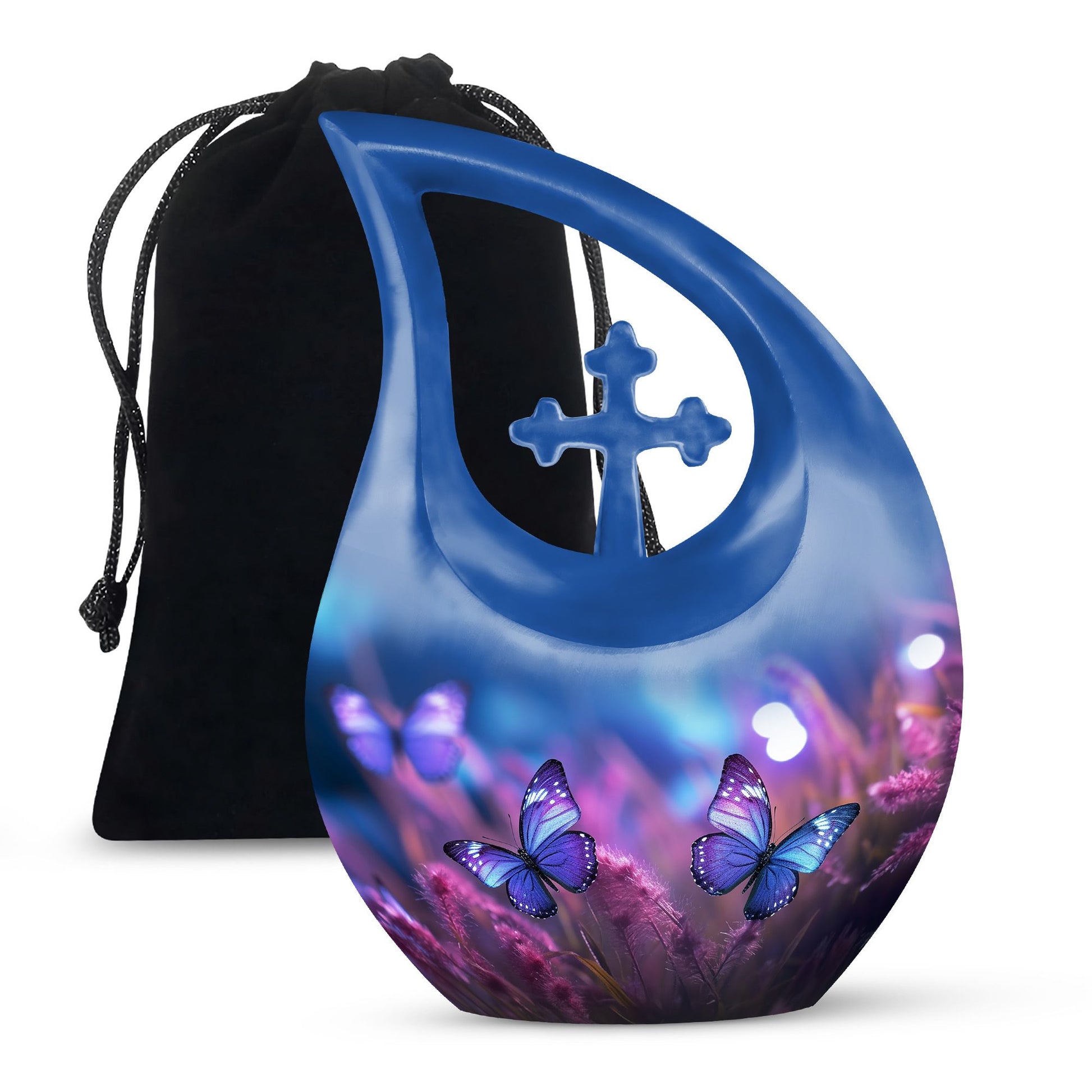 Harmonious Cross-Drop Butterfly Urn: A Serene Resting Place Ashes
