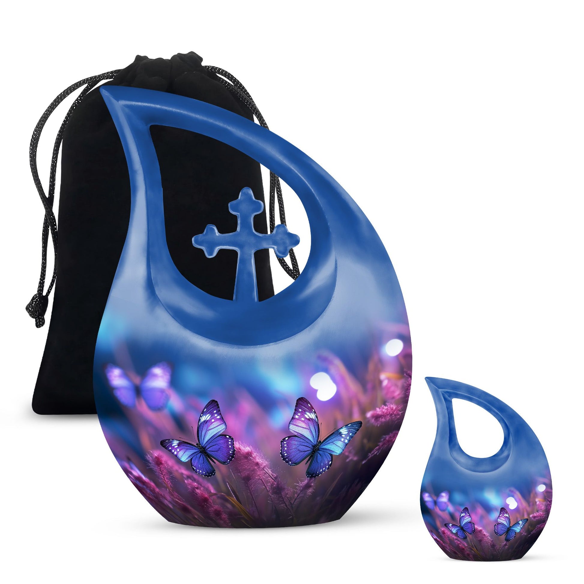 Harmonious Cross-Drop Butterfly Urn: A Serene Resting Place Ashes