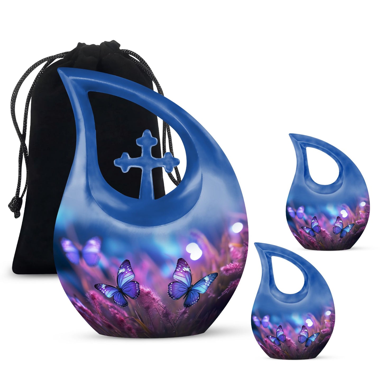 10 Inch Cross Drop Butterfly Urn, 