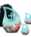 Butterflies Keepsake Urn- Blue Peaceful Memorial Urn For Ashes