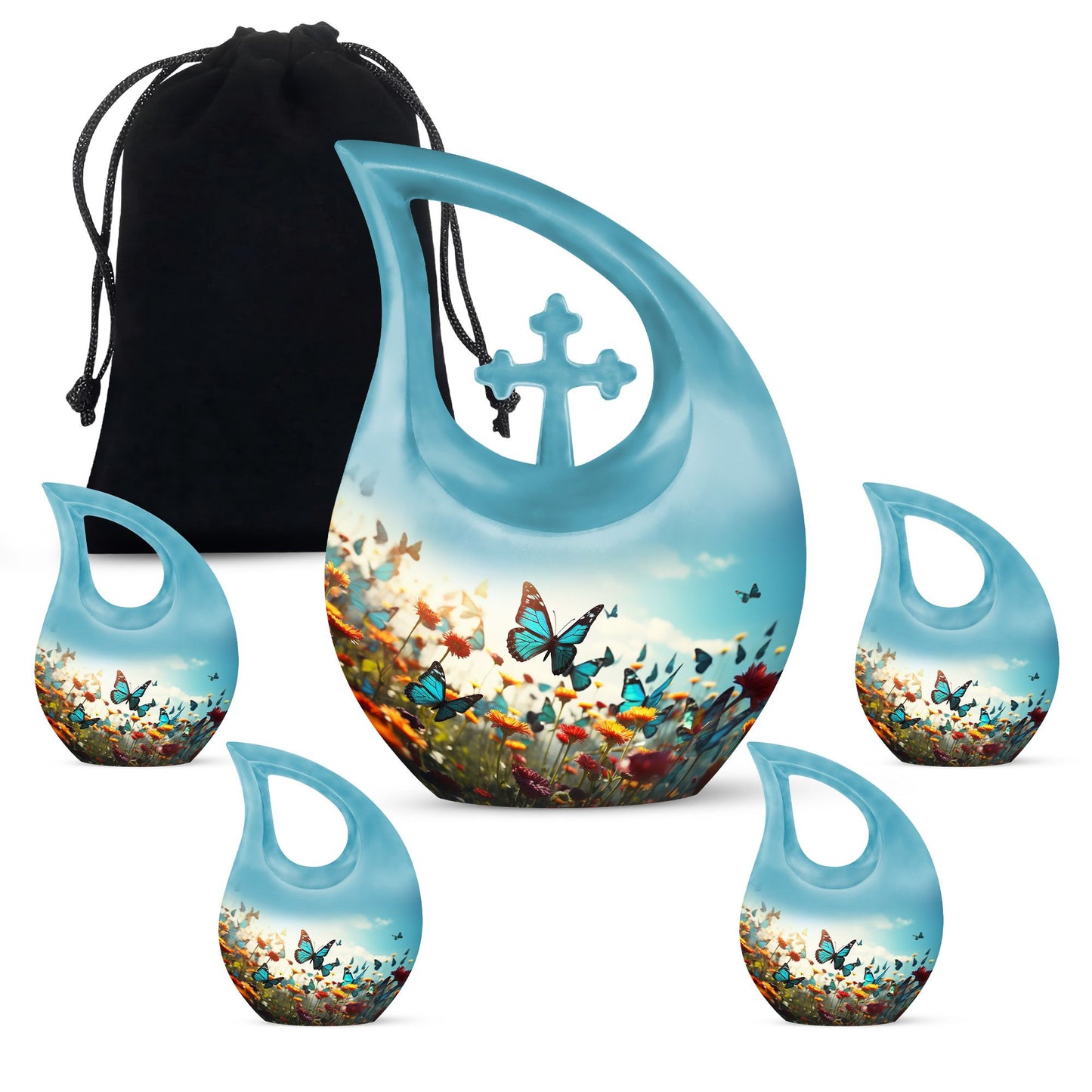 Personalized Butterfly Cremation Urn for Human Ashes - 10-inch, 200 cu in - Yatskia