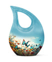 10-inch Butterfly Urn with Cross Drop design for ashes, 