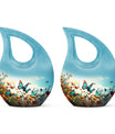10-inch Butterfly Urn with Cross Drop design for ashes, 