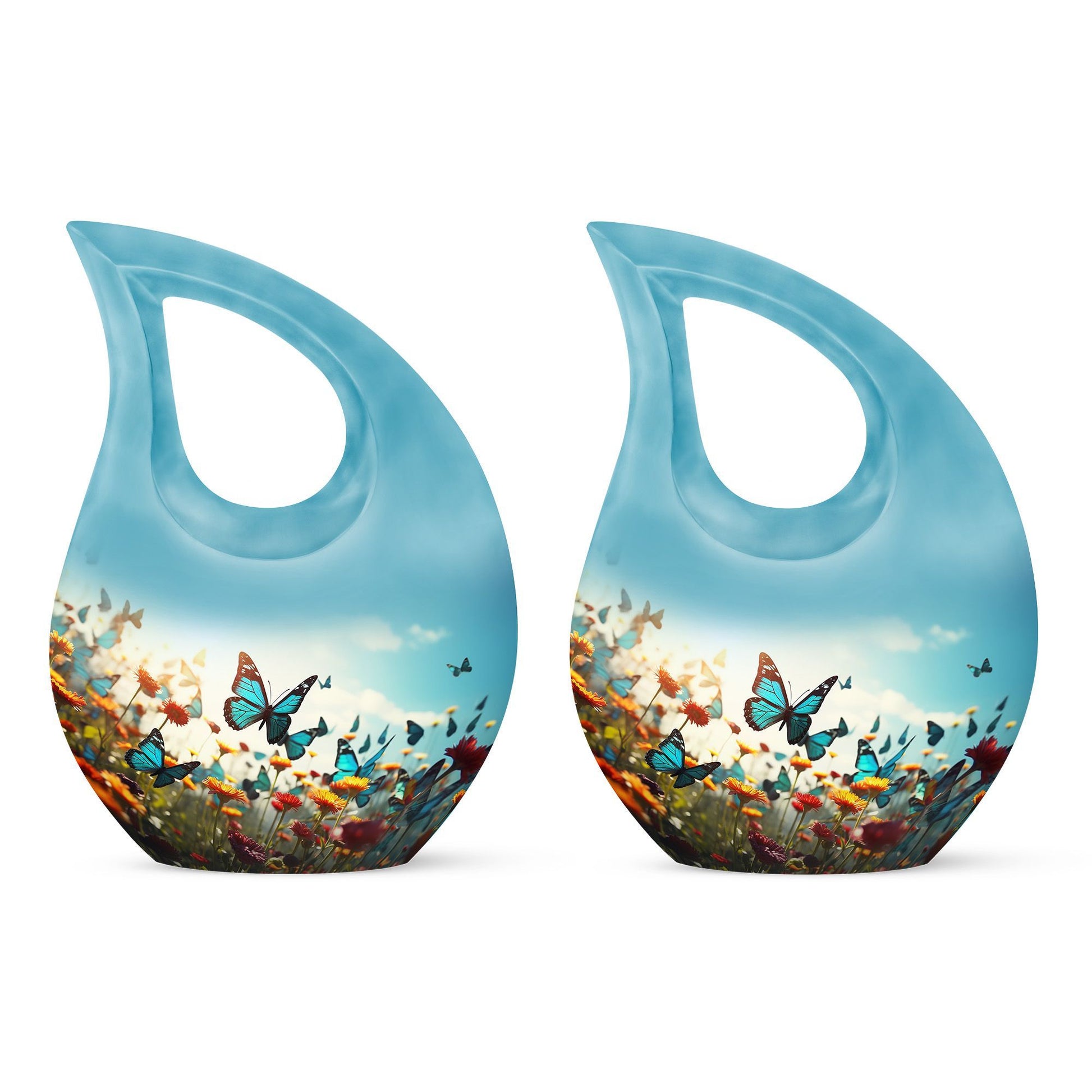 10-inch Butterfly Urn with Cross Drop design for ashes, 