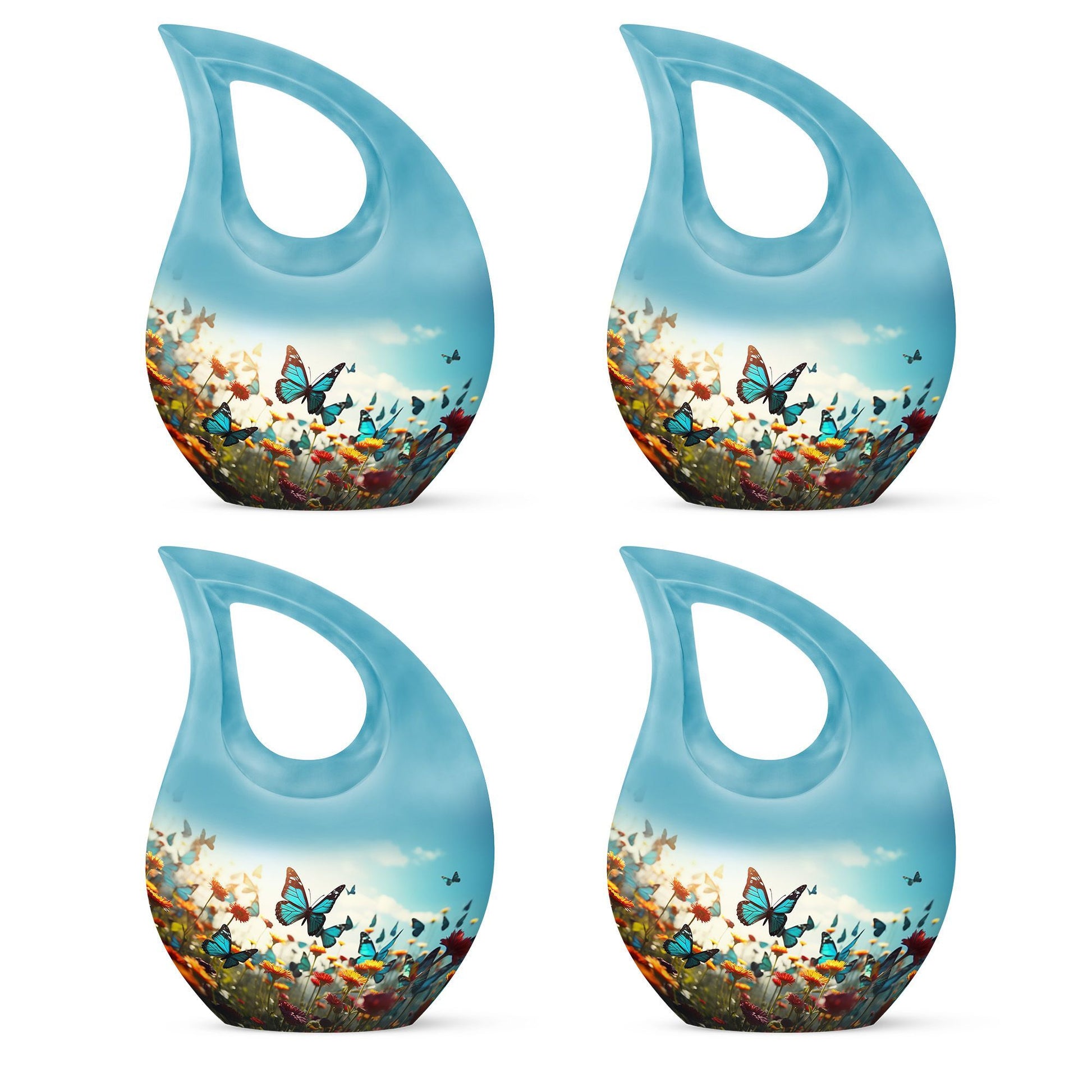 10-inch Butterfly Urn with Cross Drop design for ashes, 