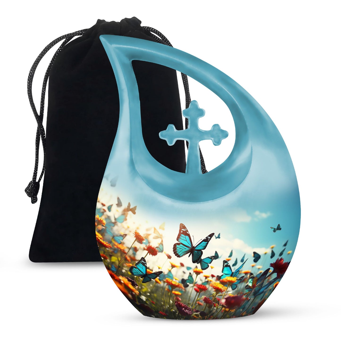Personalized Butterfly Cremation Urn for Human Ashes - 10-inch, 200 cu in - Yatskia