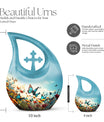 10-inch Butterfly Urn with Cross Drop design for ashes, 