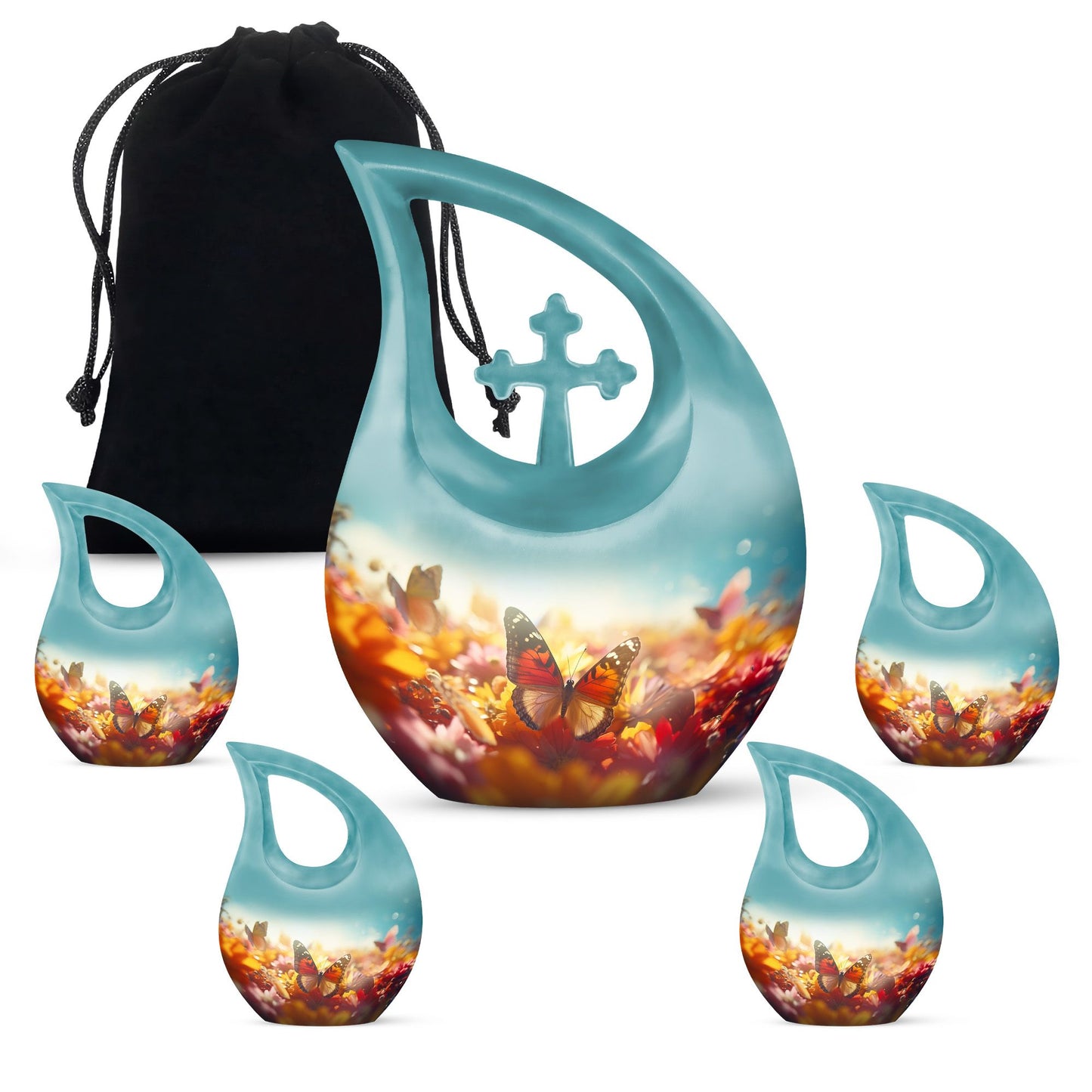 10-inch Butterfly Urn with Cross Drop design