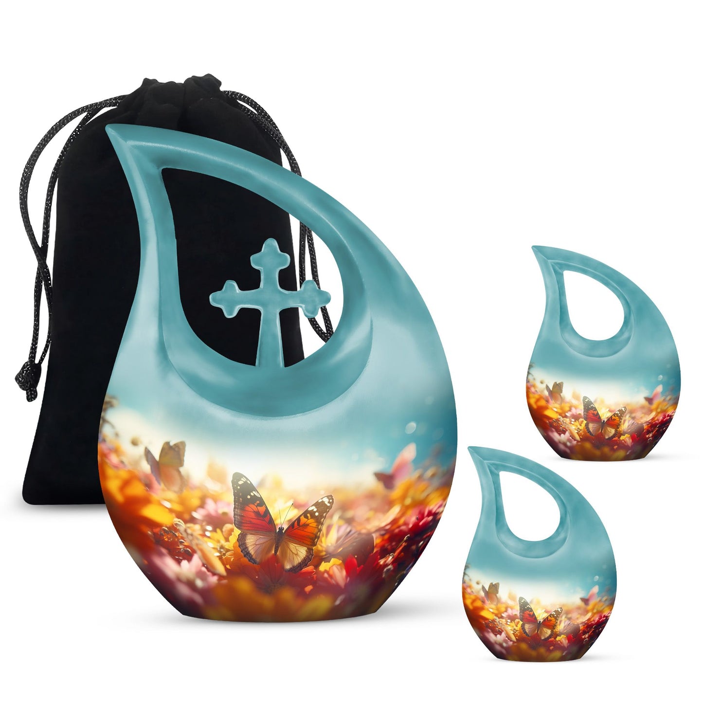 10-inch Butterfly Urn with Cross Drop design