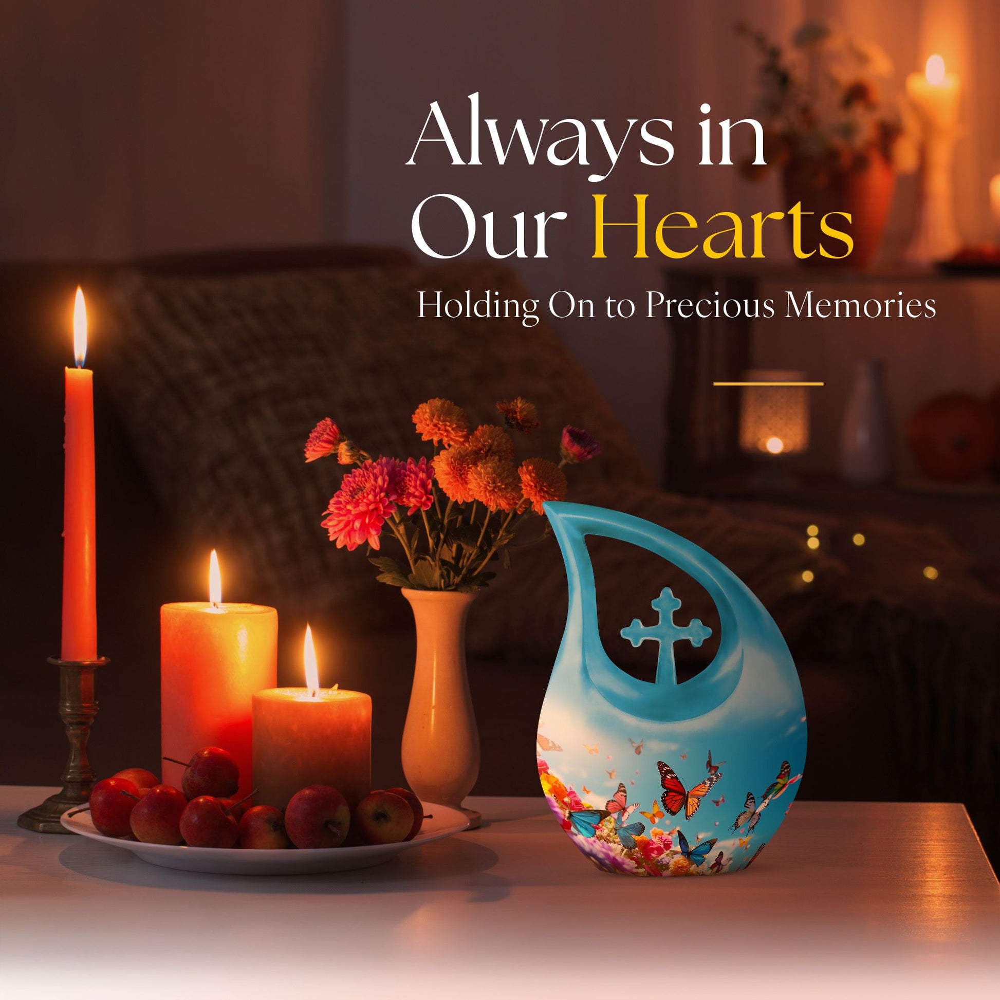 Cross Drop design butterfly urn made of aluminium