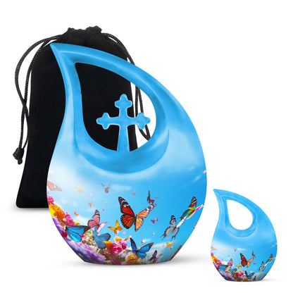 Cross Drop design butterfly urn made of aluminium