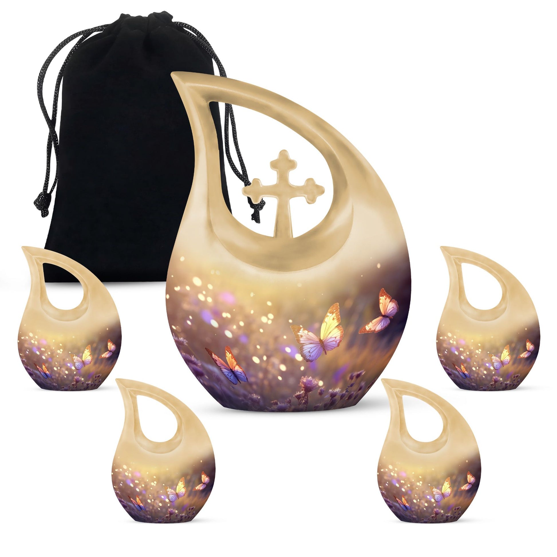 10 inch Butterfly Urn with Cross Drop design, 