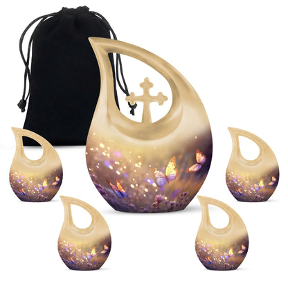 10 inch Butterfly Urn with Cross Drop design, 