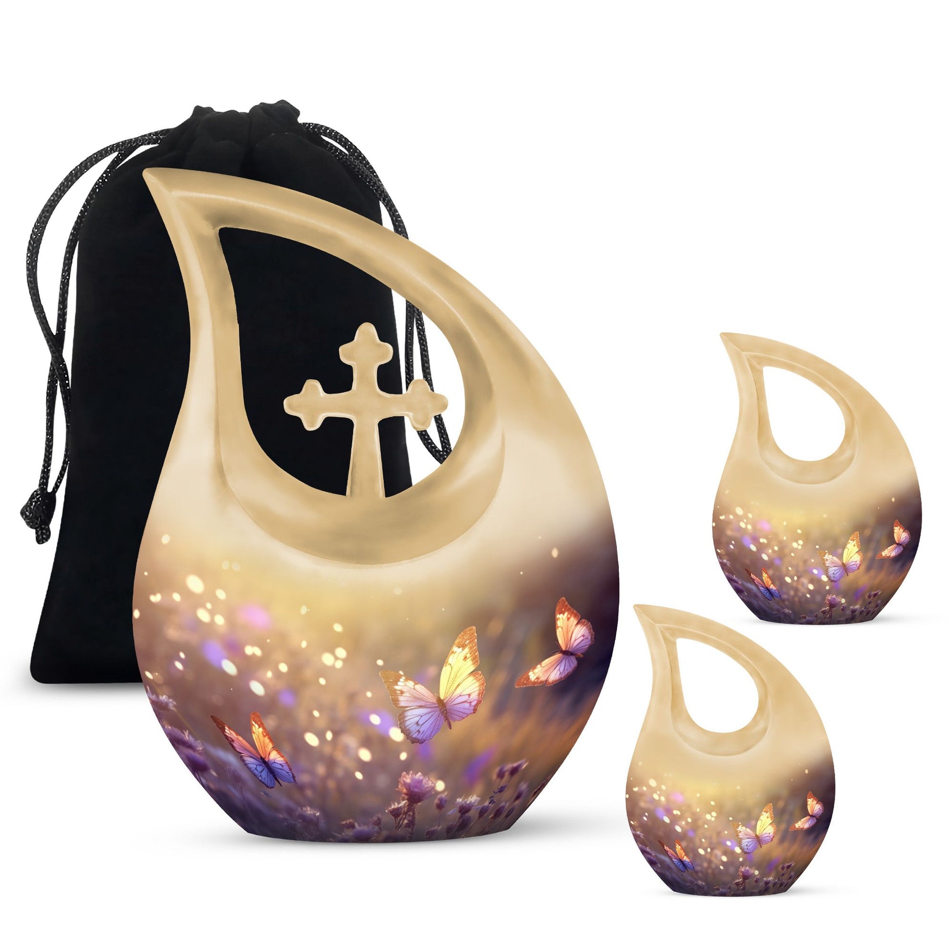 10 inch Butterfly Urn with Cross Drop design, 