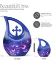 10 inch Butterfly Themed Aluminium Urn with Cross